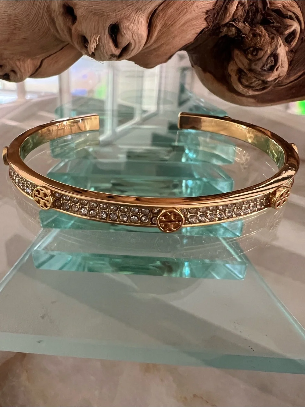 Tory Burch Gold Pave Cuff Bracelet
